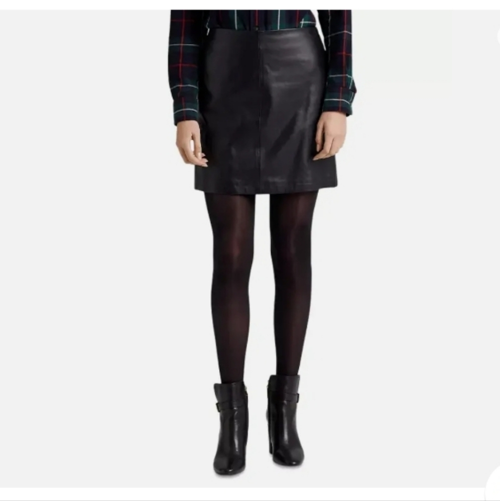Lauren Ralph Lauren Leather Pencil Mini Skirt Sz-14